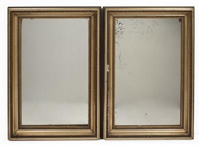 Lot 110 - Pair of gilt and painted oblong mirrors