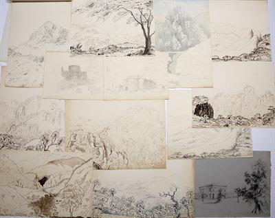 Lot 154 - Large quantity of Grand Tour pen and ink and pencil sketches