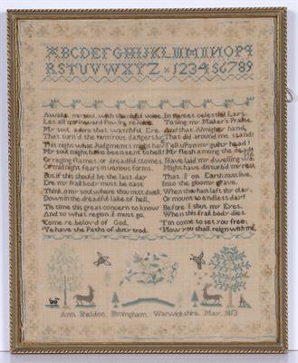 Lot 164 - Antique needlework sampler