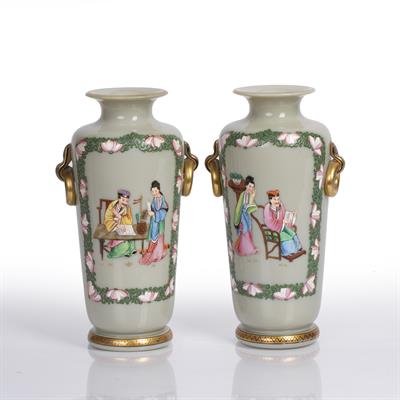 Lot 201 - Pair of opaline vases