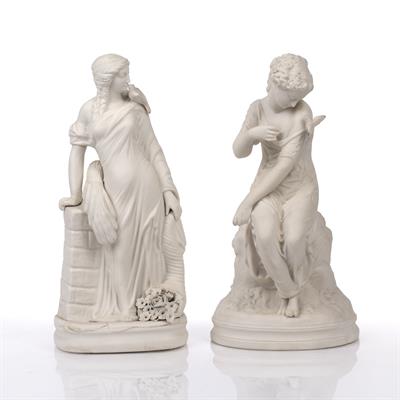 Lot 214 - Two parian ware figure groups