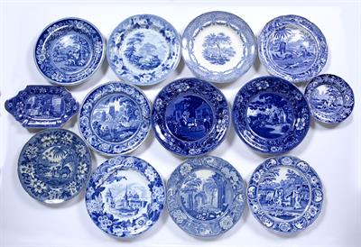 Lot 245 - Group of blue transfer pottery