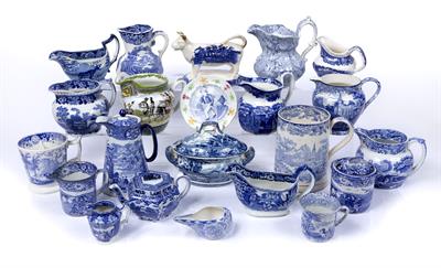 Lot 246 - Group of blue transfer and other pottery