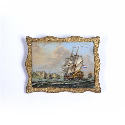 Lot 261 - Miniature naval scene