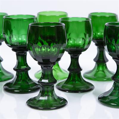 Lot 276 - Group of twenty one green wine glasses