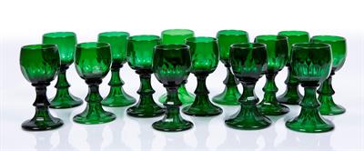 Lot 276 - Group of twenty one green wine glasses