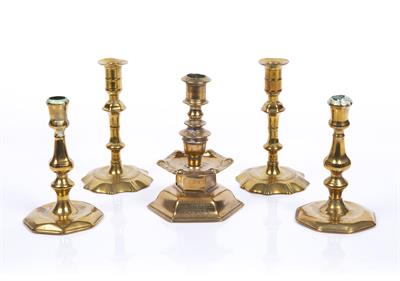 Lot 279 - Hexagonal brass candlestick