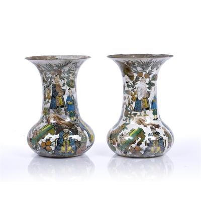 Lot 290 - Pair of Regency glass decalcomania vases