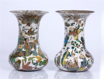 Lot 290 - Pair of Regency glass decalcomania vases
