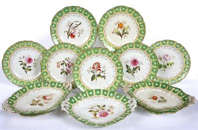 Lot 299 - Collection of eight botanical porcelain cabinet plates