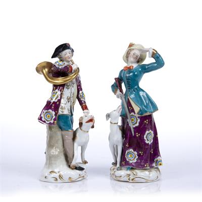 Lot 302 - Pair of Chelsea style porcelain figures