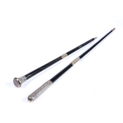 Lot 318 - Two silver mounted conductors batons