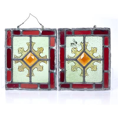 Lot 335 - Pair of stained glass panels