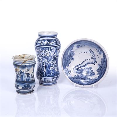 Lot 343 - Blue and white potter albarello