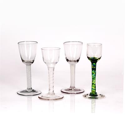 Lot 349 - Four drinking glasses with air twist stems