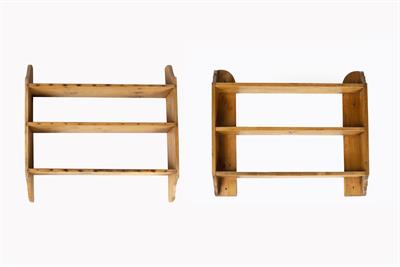 Lot 350 - Two sets of pine shelves