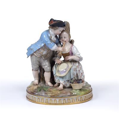 Lot 354 - Meissen figural group of two children