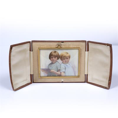 Lot 357 - Miniature of two young children