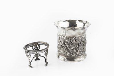 Lot 598 - A late Victorian silver cylindrical pot, with...