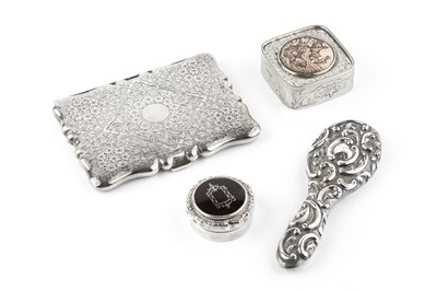 Lot 349 - A silver circular small box, with...