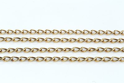 Lot 8 - Two 9ct gold curb-link chains, lengths 42cm...