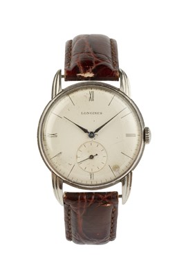 Lot 208 - A stainless steel cased wristwatch by Longines,...