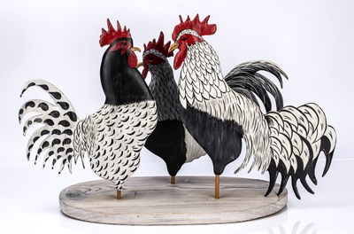 Lot 245 - Judith Nicoll (Contemporary) 'Chickens' carved...