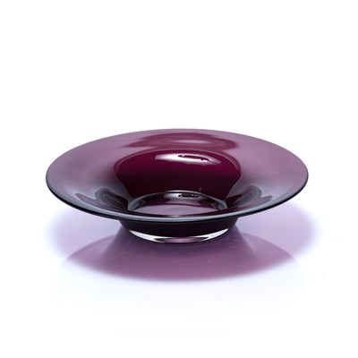 Lot 391 - 20th Century Danish School Purple glass bowl,...