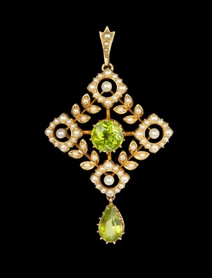 Lot 84 - An early 20th century peridot and half pearl...