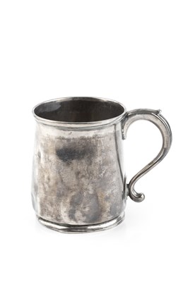 Lot 602 - A George II silver mug, with slightly baluster...