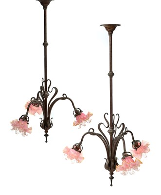 Lot 771 - Art Nouveau A pair of hanging wall lights...