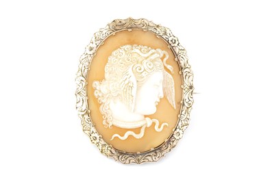 Lot 73 - A 19th century cameo brooch, the oval shell...