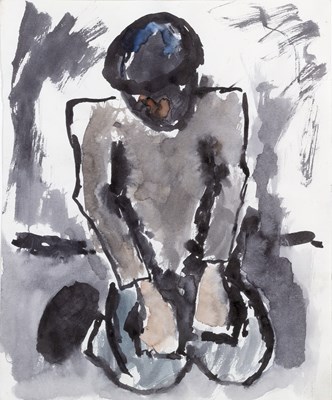 Lot 362 - Josef Herman (1911-2000) Crouching Figure,...