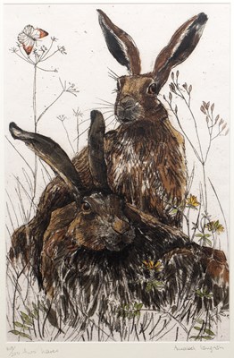 Lot 166 - Annabel Langrish (Contemporary) 'Two hares',...