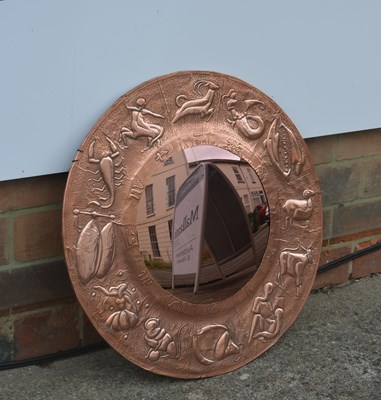 Lot 27 - Arts and Crafts style copper framed 'zodiac'...