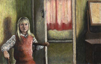 Lot 168 - Shelagh Popham (b.1952) 'Figure - Open door',...