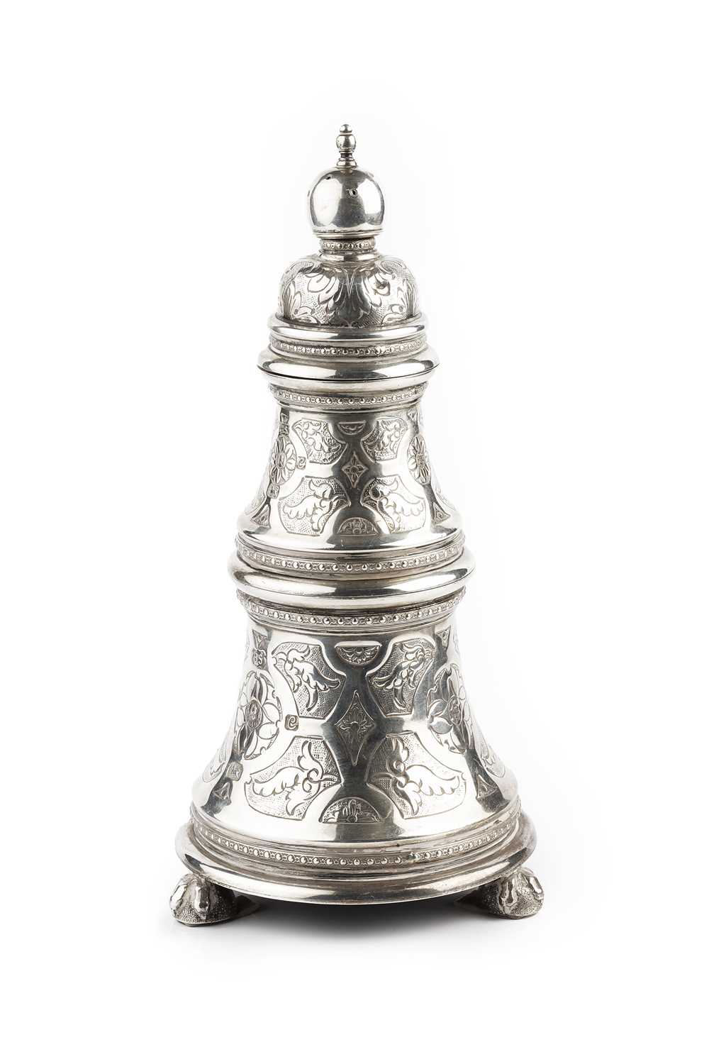 Lot 408 - A silver Judaica sectional spice tower,...