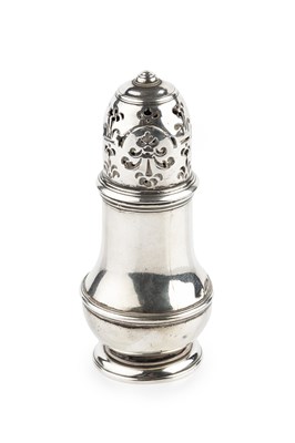 Lot 411 - A George I silver baluster castor, with...