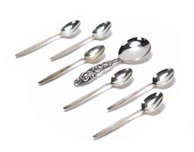 Lot 451 - Georg Jensen set of six 'Cypress' pattern...