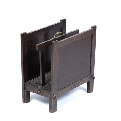 Lot 18 - Cotswold School Oak, magazine rack with pegged...