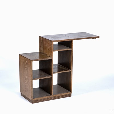 Lot 32 - Heals style limed oak, shelf with drop flap...