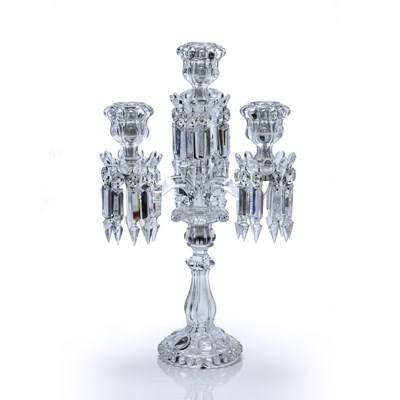 Lot 365 - Baccarat glass candelabra three branches, with...