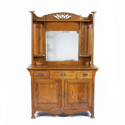 Lot 73 - Arts and Crafts Oak, chiffonier with mirror...