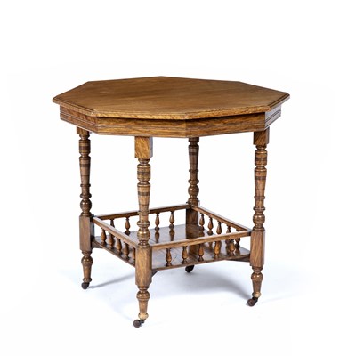 Lot 35 - Aesthetic movement oak table with octagonal...