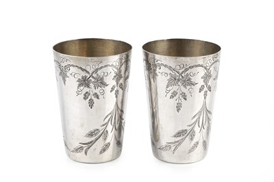 Lot 406 - A pair of mid Victorian silver beakers, of...