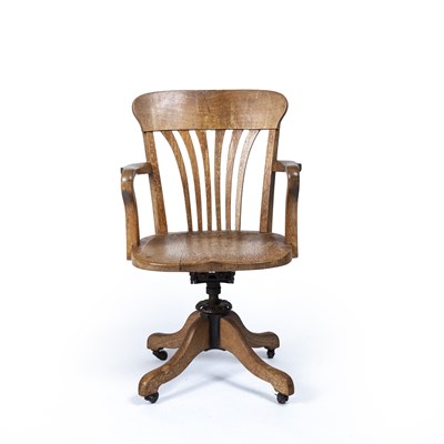 Lot 37 - Early 20th Century Oak swivel or desk chair,...