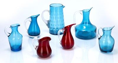 Lot 377 - Collection of Whitefriars glass jugs of...