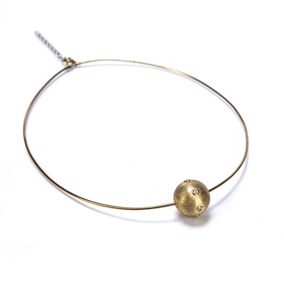 Lot 453 - Modernist gilt metal necklace, with spherical...