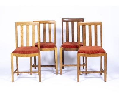 Lot 79 - Cotswold School Oak, set of four dining chairs,...