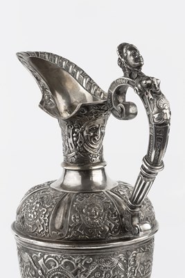 Lot 418 - A mid Victorian silver Cellini pattern ewer,...